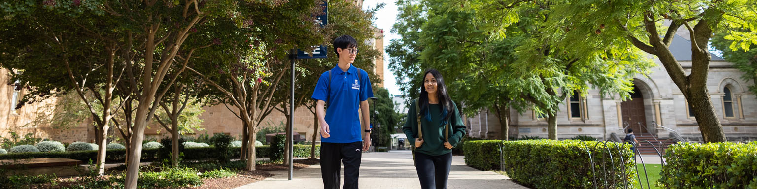 Students walking through uni